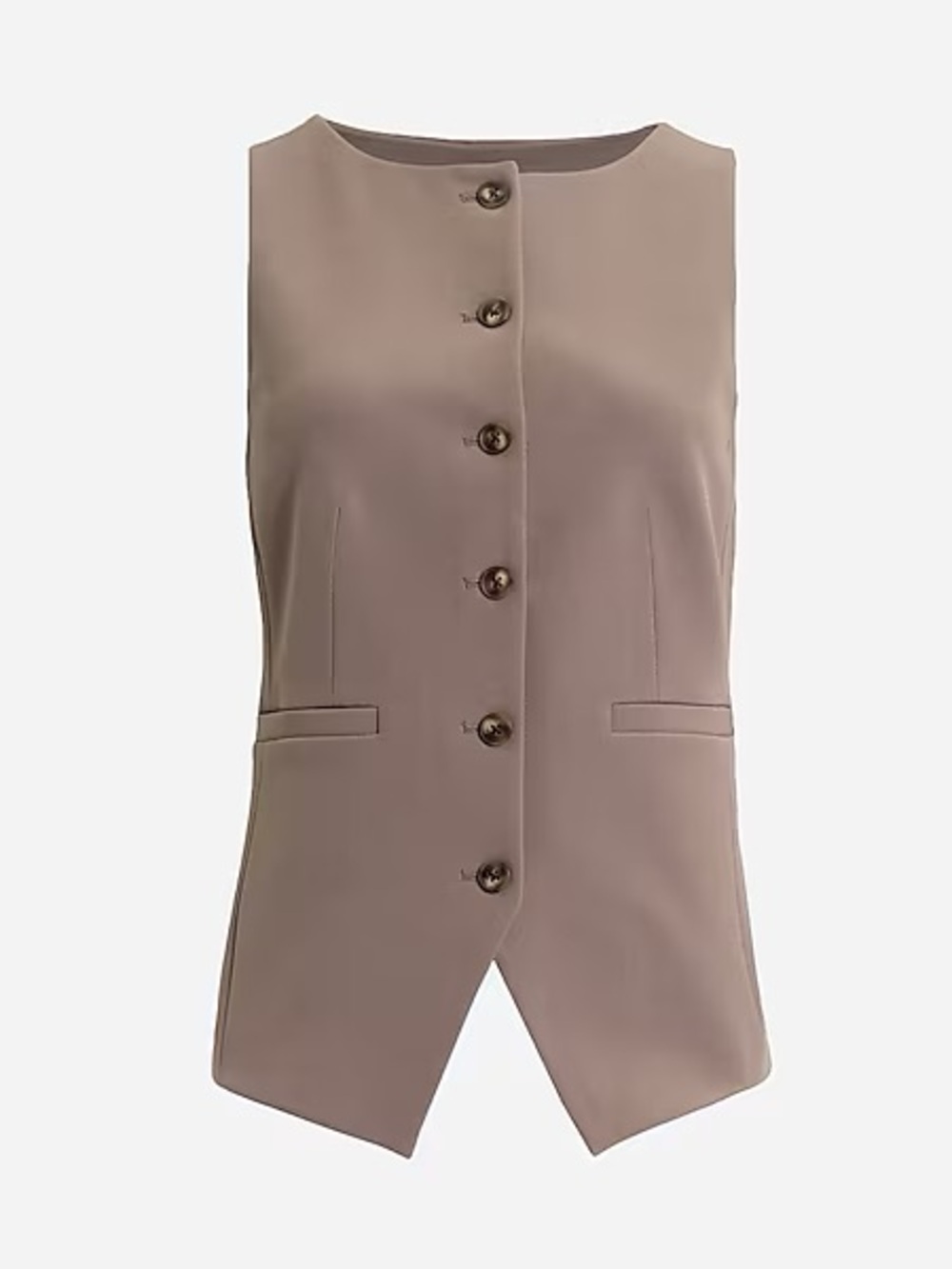 Express - Boat Neck Cutaway Blazer Vest in Studio Stretch Twill, color: mushroom
